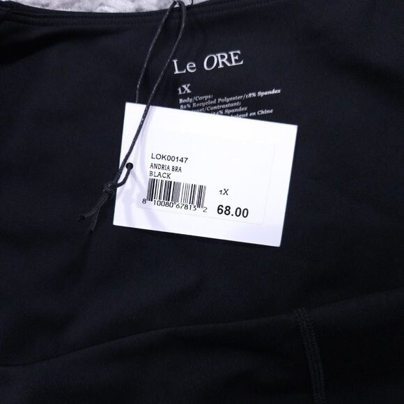 Bandier Le Ore Andria Black Mesh Panel Scoop Neck Sports Bra Women's 1X Revolve - Picture 5 of 6